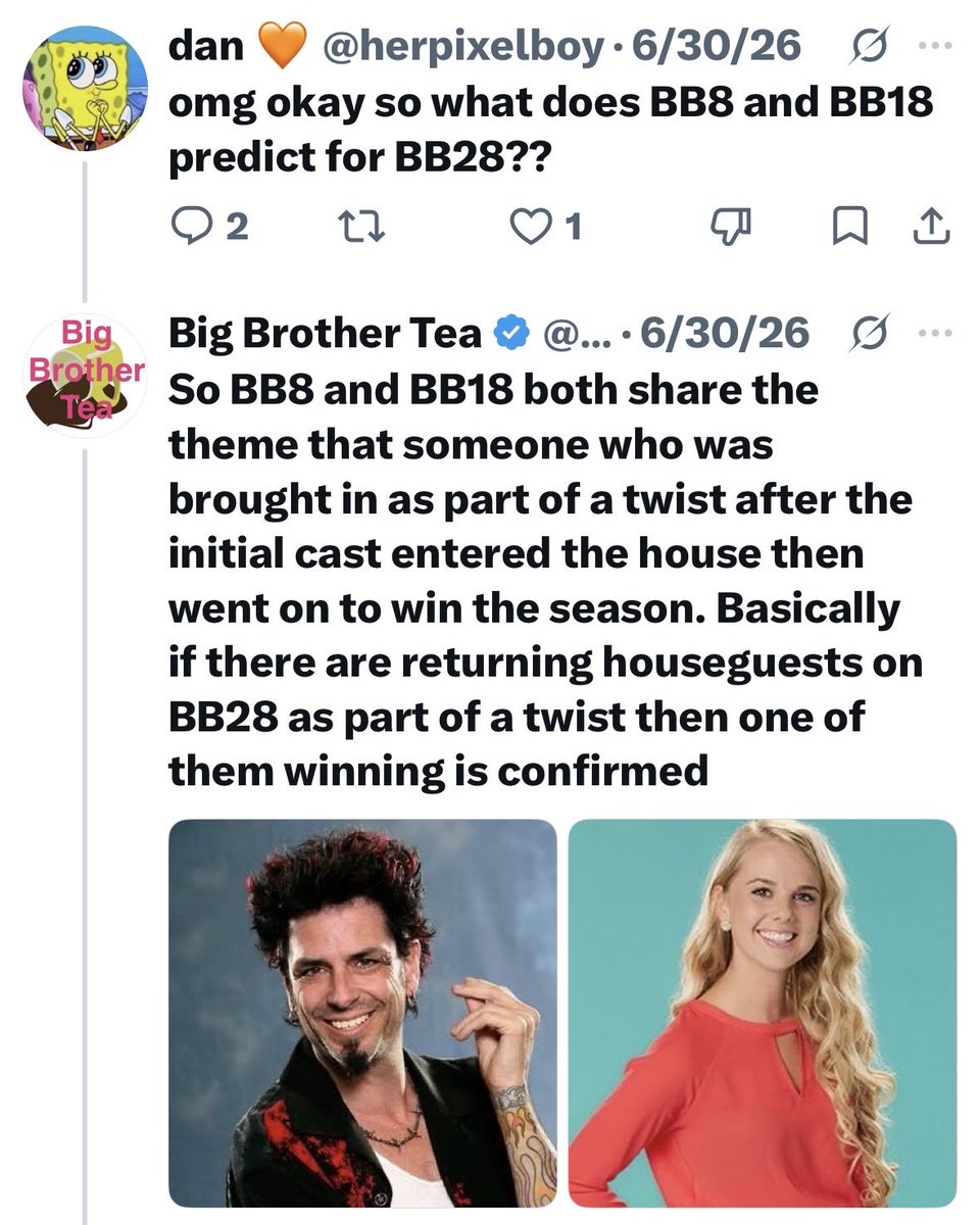 TheBigBroTea's tweet photo. Everyone keeps acting like Dee/Devens fate for winning the season was sealed at the double eviction. Meanwhile real BB fans know it has been written in the stars all along #bb28 https://t.co/UdvXaijBeS