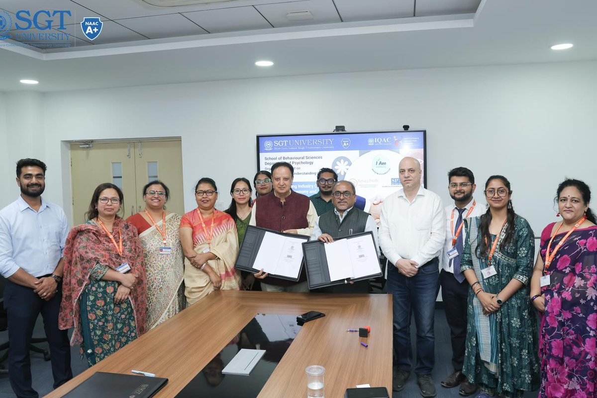 RogerMalbo48ic's tweet photo. School of Behavioural Sciences, SGT University and Society for Promotion of Youth and Masses (SPYM) signed an Memorandum of Understanding for academic exchange. With over four decades of experience in community mobilization, health care, and https://t.co/9nQEuzkyVw