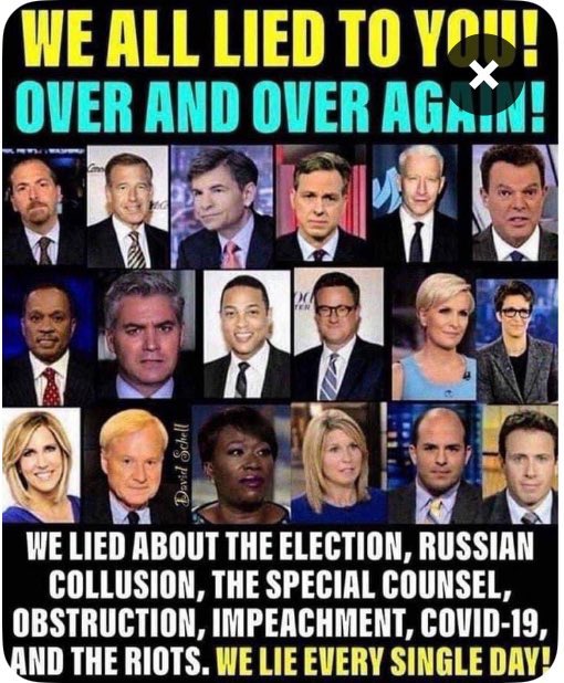 PatriotXV11's tweet photo. I agree with President Trump. Enough is enough. We have not had an objective or honest press since Trump came down the escalator. They have lied about EVERYTHING and it has been detrimental to our ur Country from Russia, Russia, Russia - to Jan 6 - to Hunter’s laptop - to Covid - to the Vaccine lies - on and on and on. It’s long over due that they are thrown out!