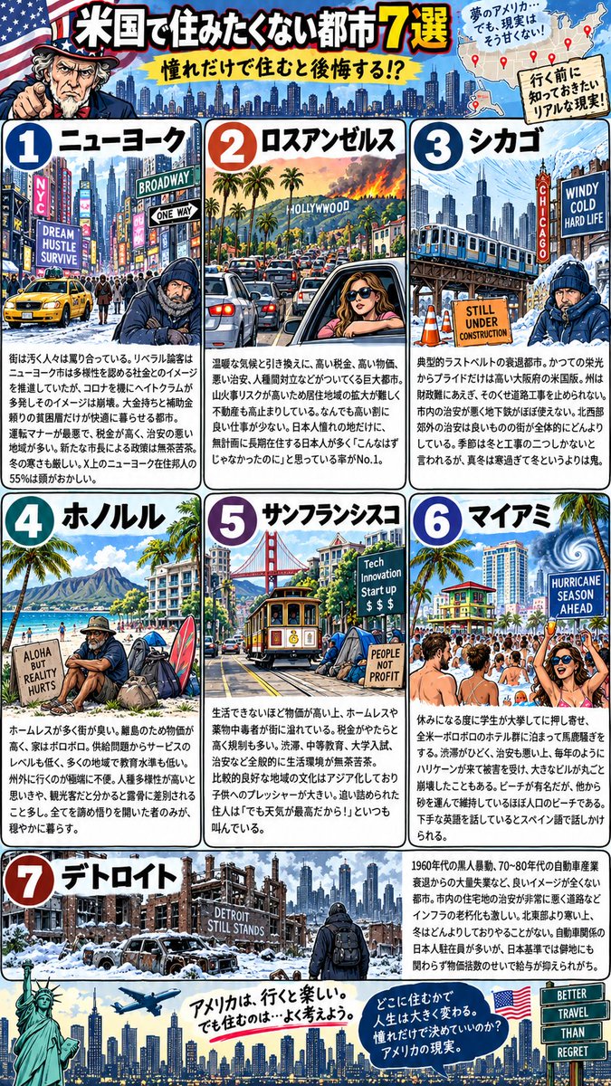 willyoes's tweet photo. 【アメリカで住みたくない街７選】 https://t.co/W7EVQH7Tqh