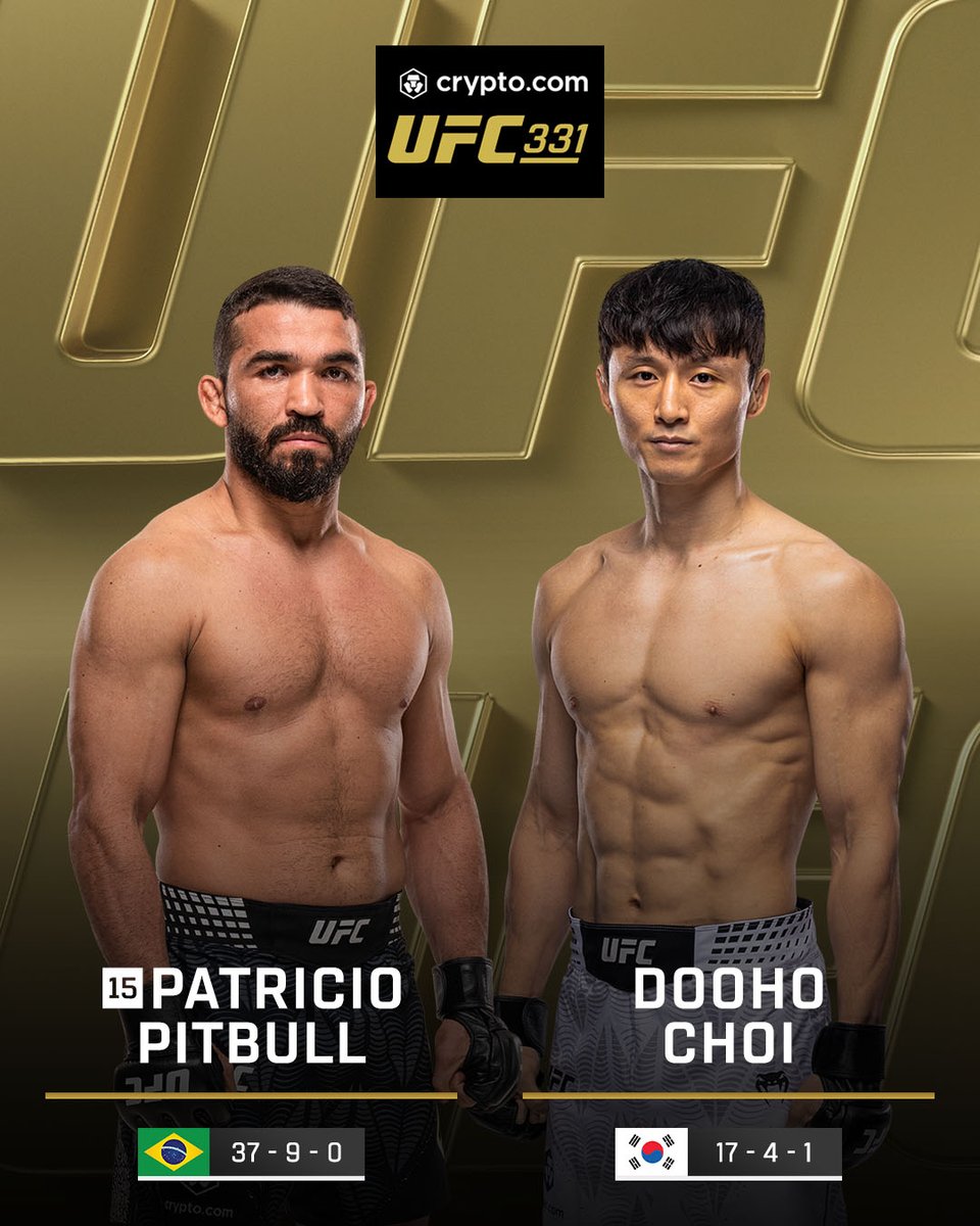 Do not sleep on this fight 👀

@​PatricioPitbull vs Dooho Choi is HERE!

[ Watch #CryptoCom #UFC331 📺 <https://t.co/8H21hV5jnG> ] 
 [📷](https://pbs.twimg.com/