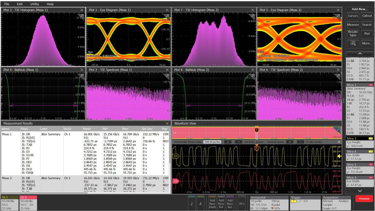 cnxsoft's tweet photo. $308K+ 8-channel oscilloscope with 12-core @AMD EPYC Embedded CPU, @NVIDIA T1000 GPU, 96GB RAM, and a 15.6-inch touchscreen display.
https://t.co/FMamjueBG4

Tektronix says the DPO718AX is the world’s first 8-channel performance oscilloscope with up to 25 GHz analog bandwidth per channel (and 125 GS/s sampling). It also includes a 10 Gbps SFP+ port with TekHSI technology for transferring large waveform datasets to an external PC.

The oscilloscope runs Linux or Windows 10 LTSC and is equipped with TekScope software. Other software options can also be added for an additional cost.