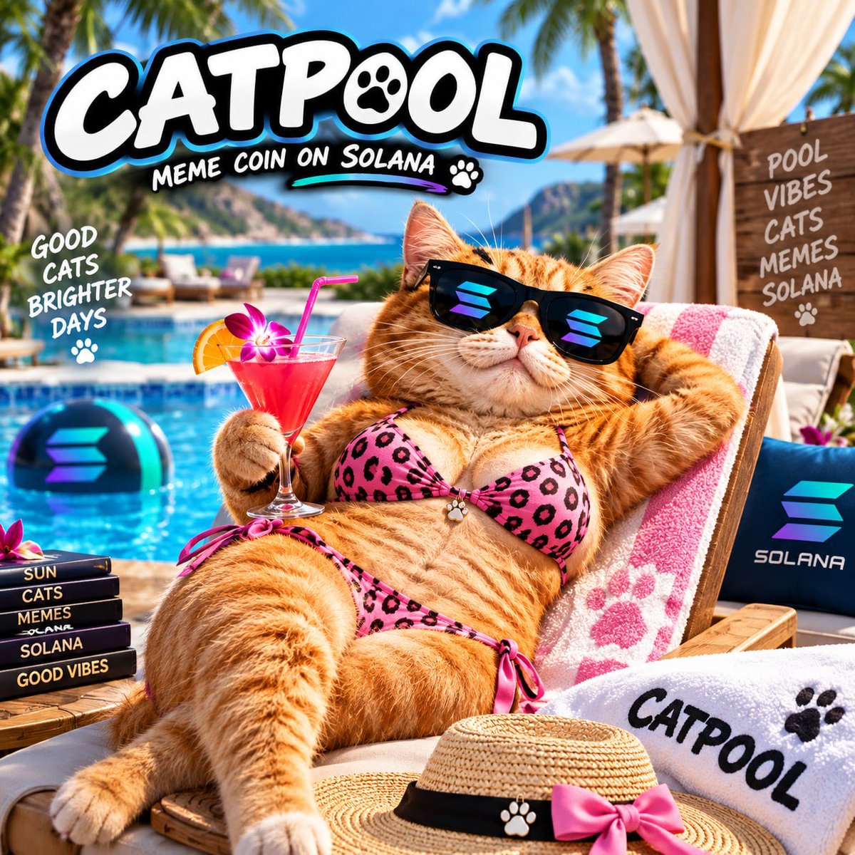 CATPOOLSOL's tweet photo. CATPOOL relaxing at the pool while she’s making money https://t.co/eWBTDgSEEL
