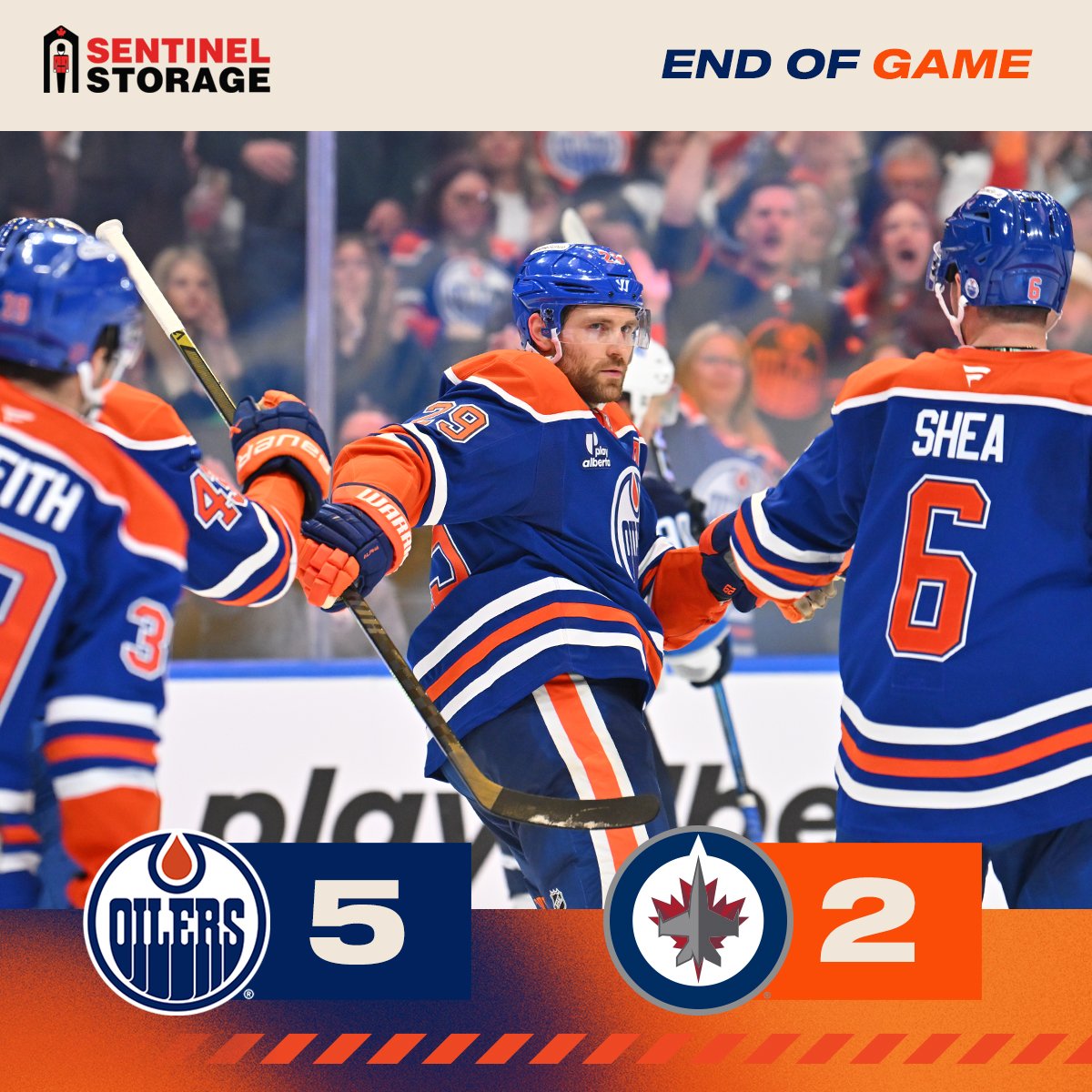 EdmontonOilers's tweet photo. A dub to get the preseason going ✔️ 

@sentinelstorage | #LetsGoOilers https://t.co/aOzJLS3YcS