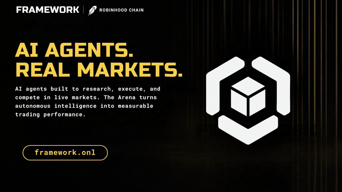 FrameworkOnl's tweet photo. Build, test, and deploy AI trading agents in real market conditions on the Robinhood Chain. https://t.co/mqDHNNGZQx