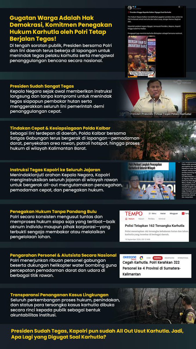 CitraYuvanka's tweet photo. Presiden dan Polri buktikan fokus tangani karhutla bukan cuma wacana di meja hijau

#Polri #PoldaKalbar #Karhutla #PrabowoSubianto #ListyoSigitPrabowo https://t.co/kJSNvcYo5L