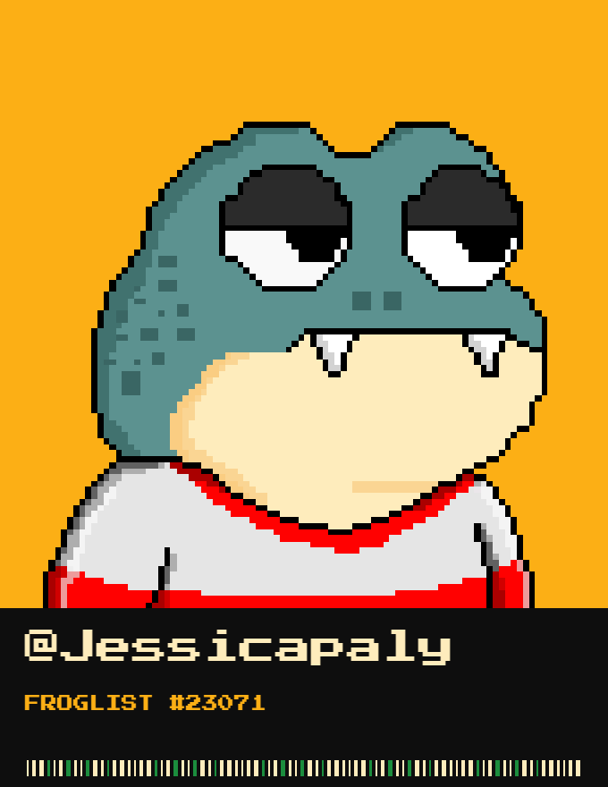 Jessicapaly's tweet photo. Just got on the @zecfrogs list 🐸
6,969 pixel frogs on ZEC. Free mint.
FROGLIST #23071 sealed. set your frog as your PFP to climb the list. #ZECFrogs $ZEC https://t.co/FY92N4jolZ