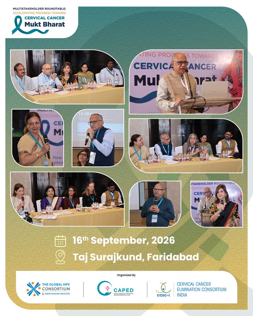 Caped_India's tweet photo. We’ve successfully wrapped up two impactful days of The National Dialogue Series:- 

📍 15th Sept 2026 — National Dialogue on Building Consensus for HPV DNA Screening & Cervical Cancer Elimination in India
📍 16 Sept 2026 — Multi-Stakeholder Roundtable: Accelerating Progress Towards #CervicalCancerMuktBharat

Over these two days, we had participation from key stakeholders across the ecosystem, including #MoHFW, @NHSRCINDIA , State Govt Representatives from Meghalaya, Jharkhand, Delhi, Uttarakhand , #NCIAIIMS, @icmr_nicpr, Medical Societies & public health experts, researchers, CSOs, technology partners & global health institutions.

Each brought a different perspective to the table, like policy and programmes, technical expertise, research and evidence, state-level implementation, clinical care, technology, and public health.

As a collective step forward, we also signed a #CalltoAction, reaffirming our commitment to stronger collaboration, evidence-based approaches, better implementation & sustained action towards #HPVDNAscreening & Cervical Cancer Elimination in India  

Heartfelt thank you to all our partners, speakers, collaborators, and supporters who contributed their time, insights, and continued support in making these conversations meaningful. Here’s to turning dialogue into action. 🤝
@BhatlaDr , @drshalini_icmr @LovingVaccines , @sanjay_dhir2002 
@dr_showket , @naveenthacker @RATH_GK @karkinoshealth @sabinvaccine