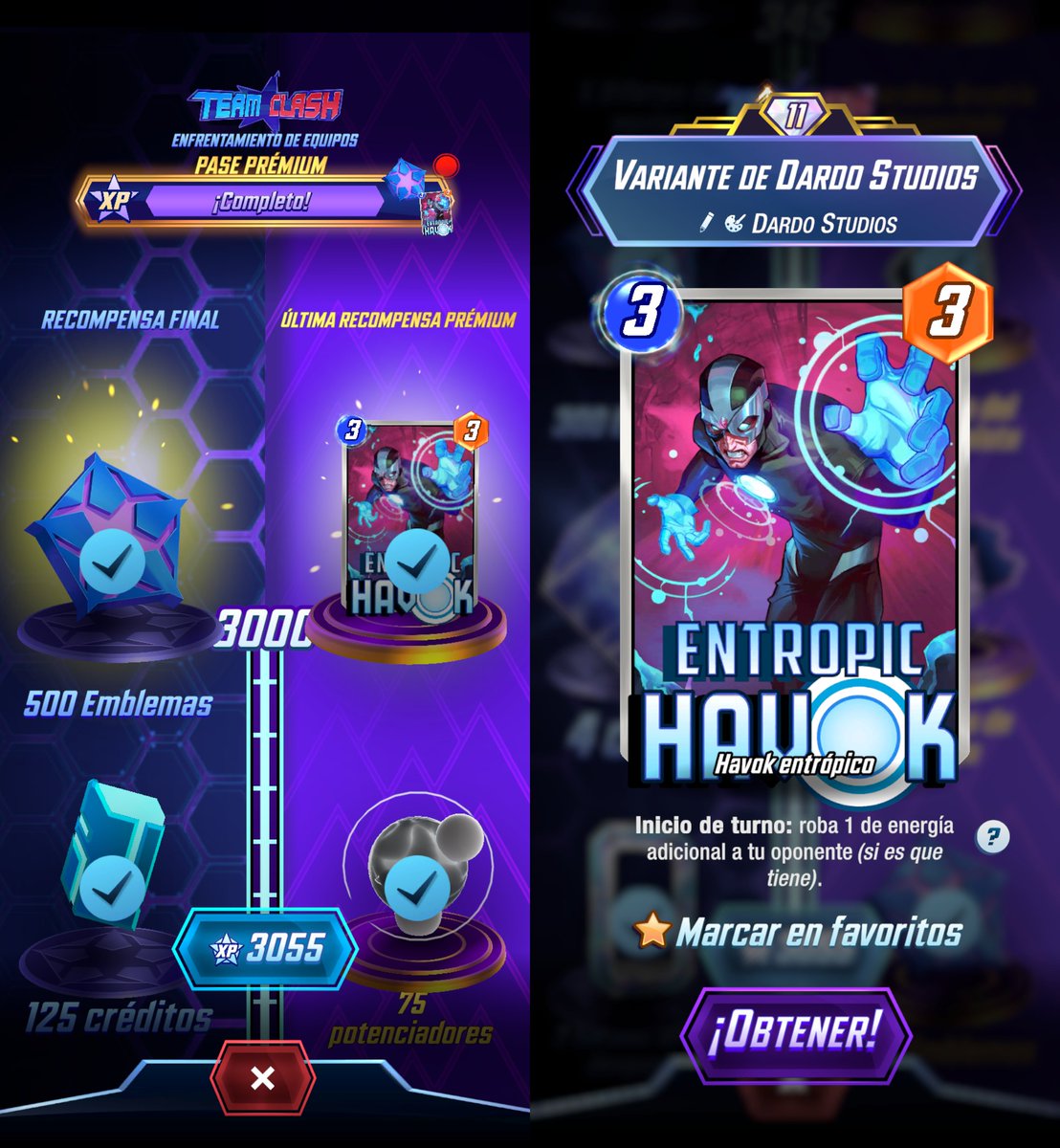 HxGx_'s tweet photo. Team Clash track completed! 💥

I used the best custom decks according to Glazer and Snap Complete.

I focused solely on completing missions, regardless of whether I won or lost.

However, the ones that worked best for me were Guardians, X-Men and Avengers

#MarvelSnap @SnapDecks https://t.co/rOquiMsEPT