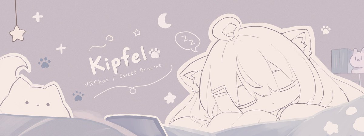 774usa's tweet photo. キプフェル好きさん、よかったら使ってね〜！🐾

自分用に描いたヘッダーを配布用にアレンジしてみました！

フォローしてくれている方はご自由に使ってください〜！🌙

文字あり・なしの2種類あります♡

#VRChat #キプフェル #kipfel https://t.co/3O776qELw5