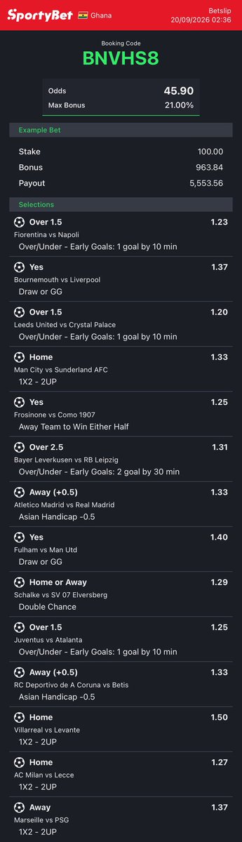 Bigman_gh7's tweet photo. High risk 40 odds 🍃 https://t.co/Ossd1ou87m