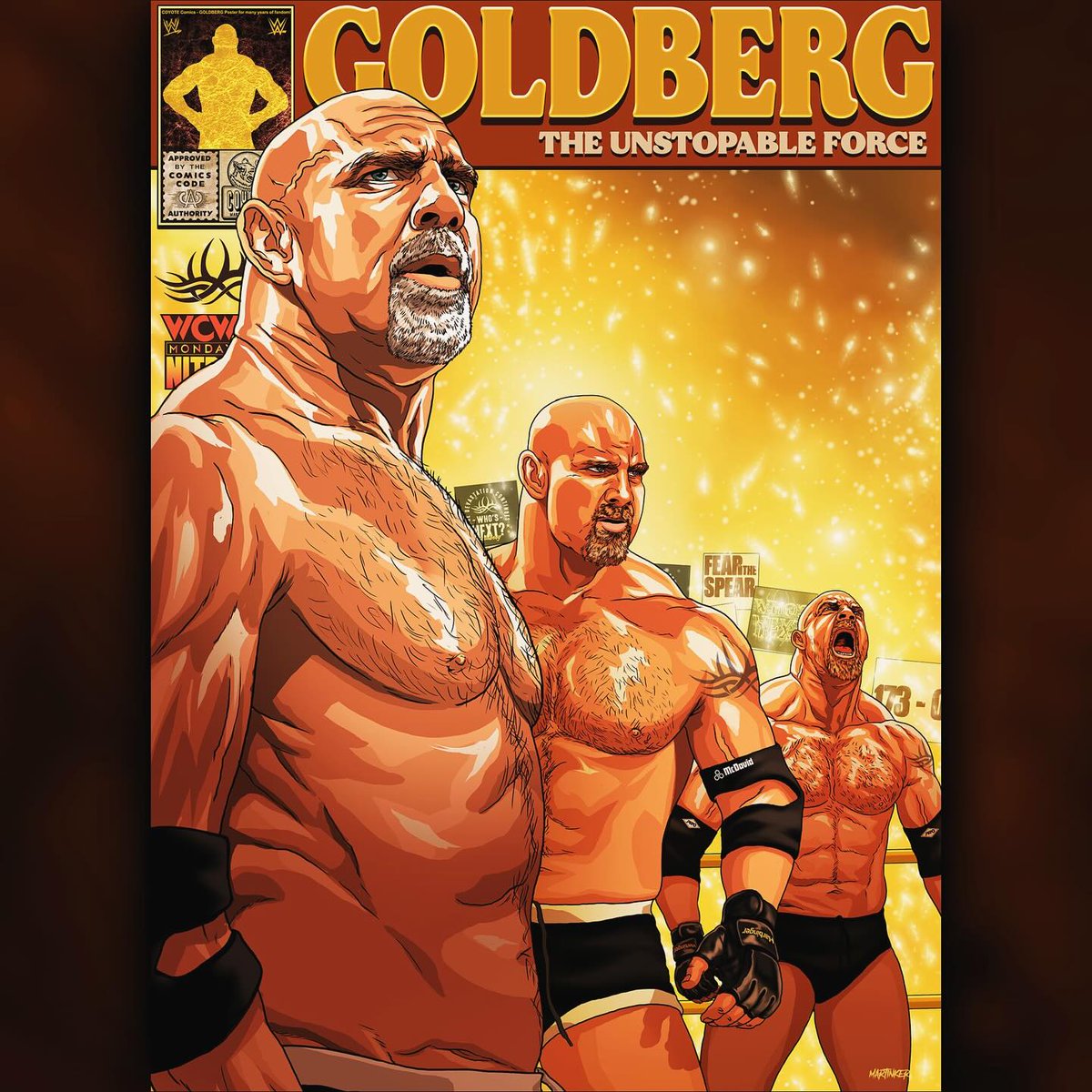 JacintoBatoc's tweet photo. Thank you Goldberg! Fan art comic book cover poster dedicated to The Legend, to Da Man! For all the childhood memories till this day! @goldberg95 @wwe @goldberg21_99 Your biggest fan in Bulgaria. Watching closely your career as well Gage! Who’s https://t.co/6eDwGli1iY
