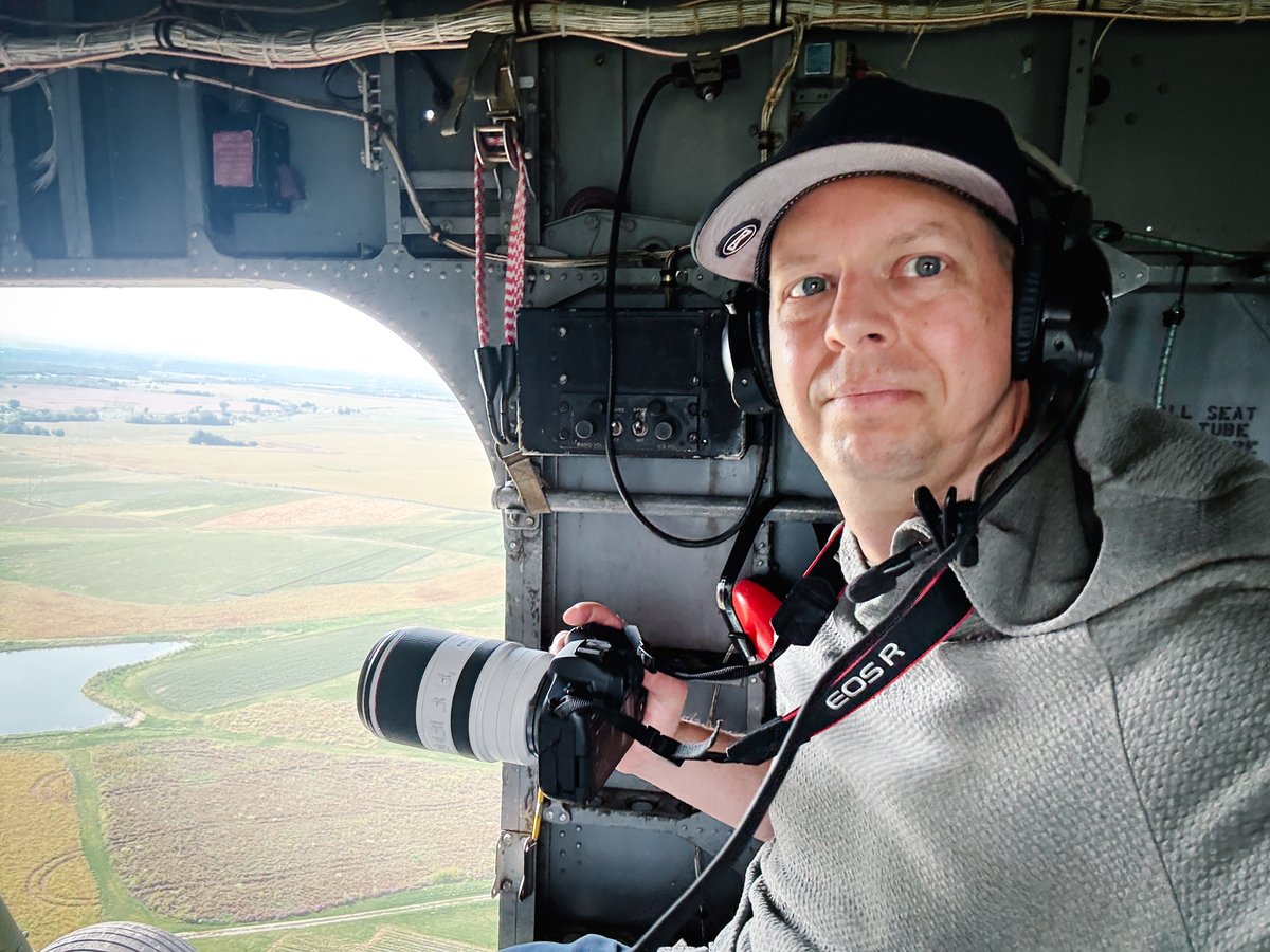 esmidt's tweet photo. I flew along with the YL-37 crew today from State Center to Winterset, capturing footage along the way, this time from 1,000 feet in the air. Thanks to the crew for embracing my desire to tag along, throw a mic on them, and for trusting me to help amplify their story. https://t.co/hF0navaBYL