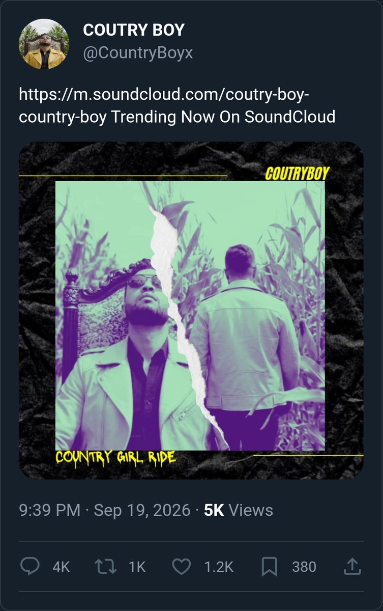 DarrenJMuzic's tweet photo. Who Hot New Break Out Artist #NewMusic COUTRYBOY New Hot Song "Country Girl #NowPlaying Ride"@COUTRYBOYX #SoundCloud #MusicChat #MusicVideo #independentArtist https://t.co/zVTBEVboho