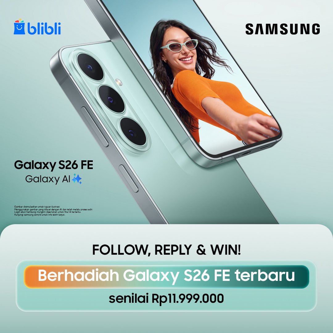 maeeechann's tweet photo. Pengen banget upgrade ke #GalaxyS26 FE terbaru, #ItsFEnomenal ! Welcome to Galaxy S 🤩❤️ #GalaxyS26FExBlibli

🍏🍏 https://t.co/eJWLQ2EyPt