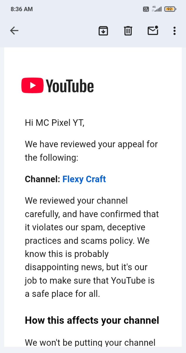 MCPixelYT's tweet photo. Hi @TeamYouTube, I'm requesting another review of my removed channel. It was removed for scam or deceptive practices, but I believe the decision may have resulted from a misunderstanding during the review. Please give me another chance to explain the content and the situation. https://t.co/FxWqIcU84E