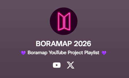 ARMYSTREAMYT's tweet photo. πΊοΈBORAMAP PROJECTπΊοΈ
β ARMY, recopilamos todas las playlists del proyecto #BORAMAP en un solo enlace para que puedas utilizarlas durante tu streaming. π
πhttps://t.co/FmOYRZZmN1
πRT para difundir!
#ARMYonYoutube #Boramap_Youtube https://t.co/obq2iSkf88