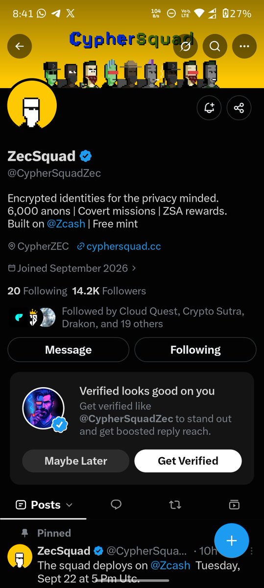 Crypto_GBK's tweet photo. @TrickyDao @CypherSquadZec Done https://t.co/TB98NgblEU