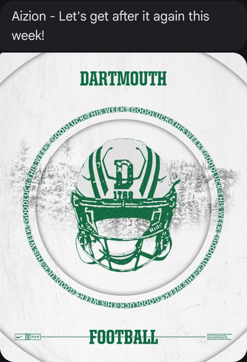 AizionSandy15's tweet photo. Thanks @DartmouthFTBL @coachirishodea
 @CoachShaneMonty 

@QBHitList @PrepRedzoneFL @TheQBEngineer @RealNews102 @QBUniverseQBU @BrandonWiggin17 @CoachJakeOwens9 @RonnellSandy https://t.co/YMGwvLAuaT