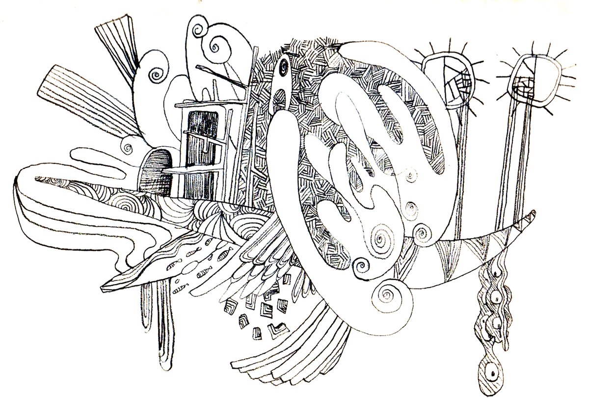 pyocopyn's tweet photo. ボールペンやアクリルで抽象画を描いています。
今度展示もあります！よろしくお願いします。

#シルバーウィークはフォロワーさんが増えるらしい
#絵柄が好みって人にフォローされたいㅤㅤ https://t.co/D0NjfOkBwO