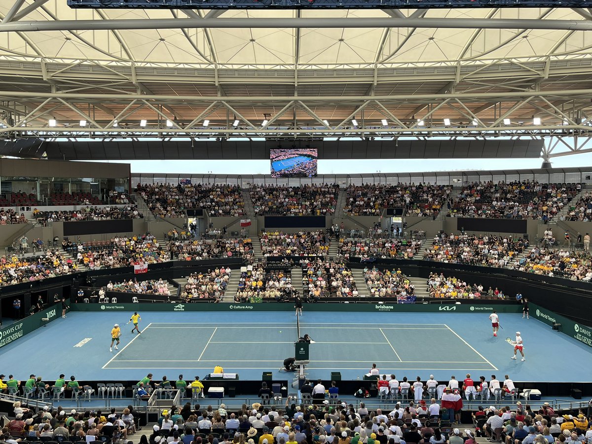 pegu1a's tweet photo. First Davis Cup experience! Go Aussies! 🇦🇺🎾 https://t.co/Eq4QQQ2Mda