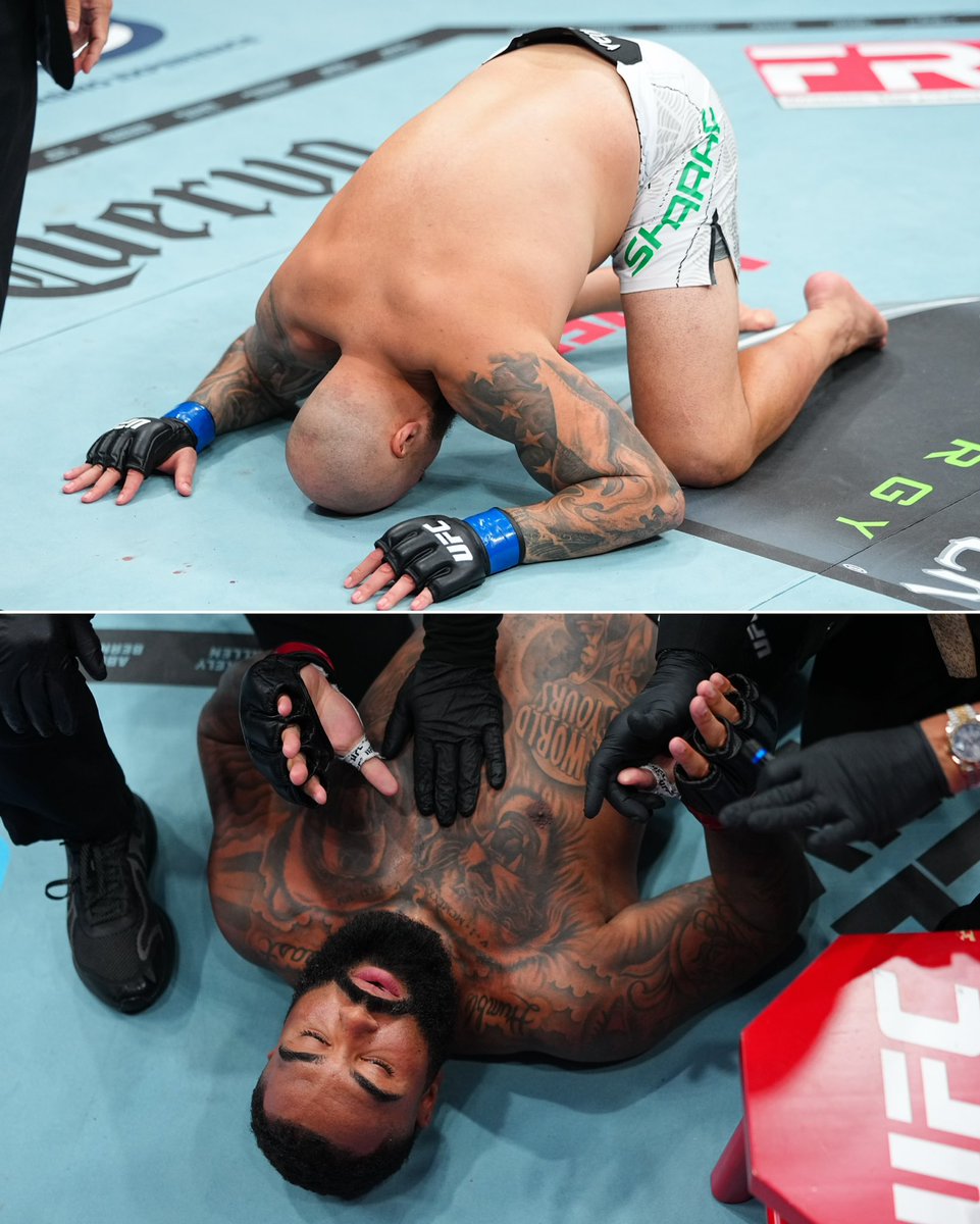 BleacherReport's tweet photo. Sean Sharaf knocked out former U.S. Olympic gold medal wrestler and Bills player Gable Steveson in 12 SECONDS 🤯🤯🤯

Steveson was -2500 to win on @FanDuel

One of the biggest upsets in UFC HISTORY 🔥 https://t.co/S8dGMeSdtE
