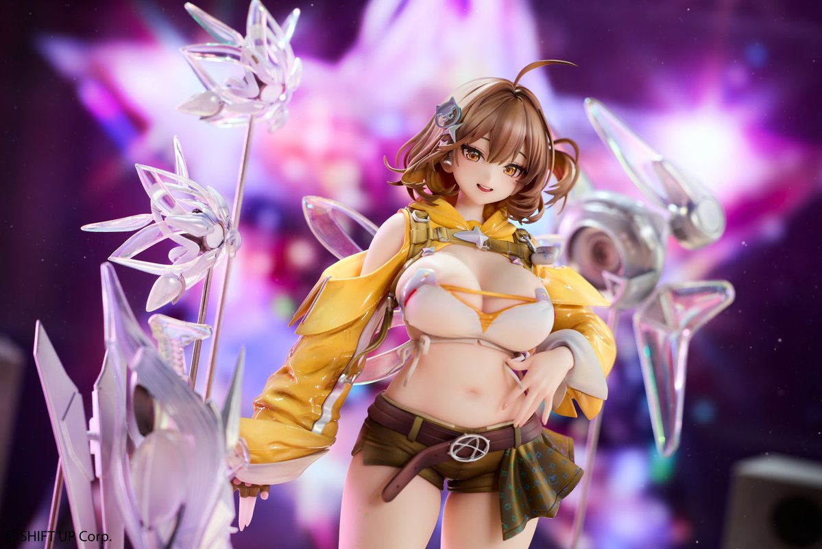 Hobbysakura's tweet photo. 🌟彩色見本初公開🌟

『勝利の女神：NIKKE』より
◤アニス：スター◢
1/7スケールフィギュア

その笑顔で、誰かの明日を照らす。
アークの星が放つまぶしい輝きを、あなたのそばに――。

鮮やかなイエローの衣装や、虹色にきらめく装備にもご注目���
彩色見本の魅力を、ぜひ写真でじっくりご覧ください✨

今後の続報も、お楽しみに！

#Hobbysakura新商品公開 
#NIKKE #アニス
