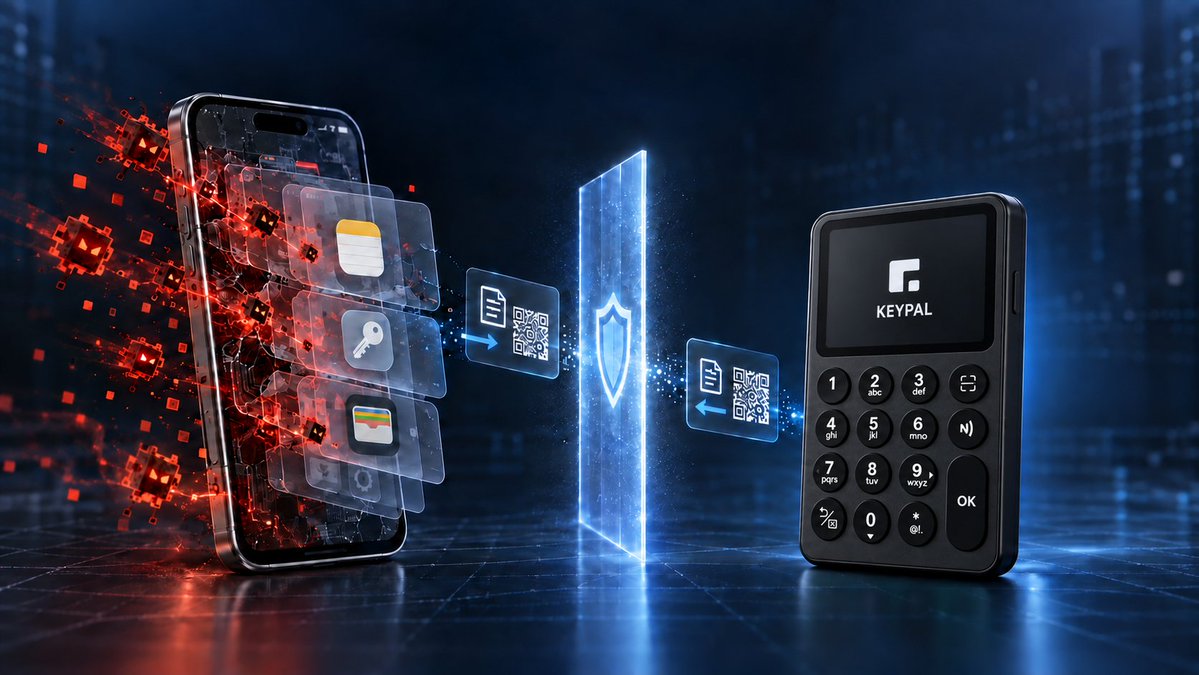 KeyPalWallet's tweet photo. Smartphone Vulnerabilities Surface Every Year. How Can Onchain Assets Avoid a Single Point of Failure?

Recently, SlowMist and the OKX security team issued a risk alert concerning versions 1.1–1.2 of FomoPeek.

According to their disclosure, the app contained malicious modules unrelated to its stated functions, including an iOS kernel exploitation framework. If successfully exploited, the malicious code could potentially break out of the iOS sandbox and access Keychain data, Notes, and files belonging to other apps—putting private keys, recovery phrases, login credentials, and chat records stored on the phone at risk.

The most important lesson from this incident goes beyond one malicious app:

When internet access, app downloads, web browsing, communication, and private-key storage all depend on the same smartphone, a compromise of the operating system may expose multiple apps and data sources that were previously isolated from one another.

Why Do Smartphone Vulnerabilities Appear Every Year?

Modern mobile operating systems simultaneously support browsers, cameras, Bluetooth, cloud synchronization, payments, and a vast range of third-party apps. The more complex the system becomes, the larger its potential attack surface.

Under normal conditions, iOS and Android use sandboxing, permission controls, and encryption to isolate apps and their data. However, attackers may combine multiple vulnerabilities into an exploit chain:

Malicious app execution
→ Permission bypass
→ Sandbox escape
→ Elevated system privileges
→ Access to other apps or system data
→ Exfiltration of sensitive information
This is why system updates do more than introduce new features—they also patch known security weaknesses.
Apple’s iOS 27 security advisory includes issues such as sandboxed apps potentially executing code with kernel privileges and apps potentially accessing sensitive user data.
However, this does not mean Apple has confirmed that these vulnerabilities correspond directly to the FomoPeek exploit chain. The precise scope of the incident should be assessed based on further disclosures from Apple and the security teams involved.
Why Do Software Wallets Depend More Heavily on Smartphone Security?
Reputable mobile wallets typically use passwords, biometric authentication, and local encryption to protect private keys. However, the storage, decryption, and signing processes still operate within the smartphone environment.

If malicious software gains elevated system privileges, it may attempt to access wallet data, monitor user input, inspect memory, or locate recovery phrases stored in Notes, photos, the clipboard, or messaging apps.

A device password, fingerprint, or Face ID can prevent an ordinary person from opening the phone, but it may not stop malicious code that is already exploiting an operating-system vulnerability.

This does not mean mobile wallets should not be used. It means assets should be managed in layers:

Mobile wallets can be used for daily interactions and smaller balances.

Long-term holdings and higher-value assets should have an independent security boundary for private keys.

What Does a Hardware Wallet Change?

The core value of a hardware wallet is not simply the addition of another device. It separates private-key generation, storage, and transaction signing from an everyday internet-connected smartphone.

Using KeyPal 2 as an example:

• It uses a dual-chip architecture consisting of an SE secure element and an MCU. The SE is certified to CC EAL6+, while private keys are generated using true hardware randomness.

• It supports QR code, Bluetooth, and USB connections. The phone constructs and broadcasts transactions, while the private key does not need to leave the hardware wallet during normal operation.

• It features an independent LCD screen and physical buttons, allowing users to verify transaction details and confirm signatures directly on the device.

• It supports the recognition and display of PSBT, EIP-712, EIP-7702, Approve, Permit, Permit2, and other transaction or authorization types.

• It supports Passphrase protection, TokenPocket multisig, and encrypted NFC recovery-phrase backups using a KeyPal Card with its own secure element.

This architecture means that even if the smartphone is compromised, an attacker cannot obtain the private key stored inside KeyPal 2 simply by reading the phone’s storage.

The smartphone remains responsible for connectivity, while the private key that determines asset ownership remains inside a dedicated device.

A Hardware Wallet Does Not Mean “Absolute Security”

A hardware wallet is not antivirus software, nor can it repair a smartphone that has already been compromised.

If a phone is under an attacker’s control, the attacker may still attempt to replace a recipient address, construct a malicious authorization request, imitate a DApp interface, or trick the user into signing a high-risk Approve, Permit, or Permit2 transaction.

The hardware wallet’s independent screen is therefore not a decorative feature. It is the final verification layer before a transaction is signed.

When using a hardware wallet, users should follow several essential principles:

Treat the information displayed on the hardware wallet as authoritative. Verify the address, amount, network, and authorization target.

Do not approve transactions or messages you do not understand—especially unlimited approvals and complex message signatures.

Never enter a recovery phrase into a smartphone, website, or chat window, and never store it in Notes, photos, email, or cloud storage.

If a recovery phrase may have been exposed before being imported into a hardware wallet, generate a completely new one and transfer the assets to new addresses.

For higher-value assets, consider combining Passphrase protection with multisig to reduce the risks associated with the compromise of a single device or key.

Keep the smartphone operating system, wallet app, and hardware-wallet firmware updated, and download software only from official sources.

Real security does not come from assuming that one device will never have a vulnerability.

It comes from ensuring that a single smartphone compromise does not automatically become a private-key compromise.

Let your phone connect to the world.
Let your private keys remain within an independent security boundary.

KeyPal 2
Secure · Easy to Use · Portable

https://t.co/adDsRRARol

Apple iOS 27 security advisory:
https://t.co/WHcMQ06h9z

#KeyPal #KeyPal2 #HardwareWallet #CryptoSecurity #Web3Security