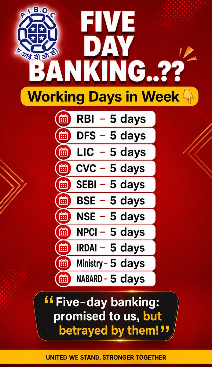 iamaltaf1983's tweet photo. Implement 5 Day Banking 

3 Days Continuous Strike 
28-29-30 Sept, 2026

Indefinite Strike From 26 October, 2026

#5DayBankingNow
#AICBOF https://t.co/9Zj2zxmOxx