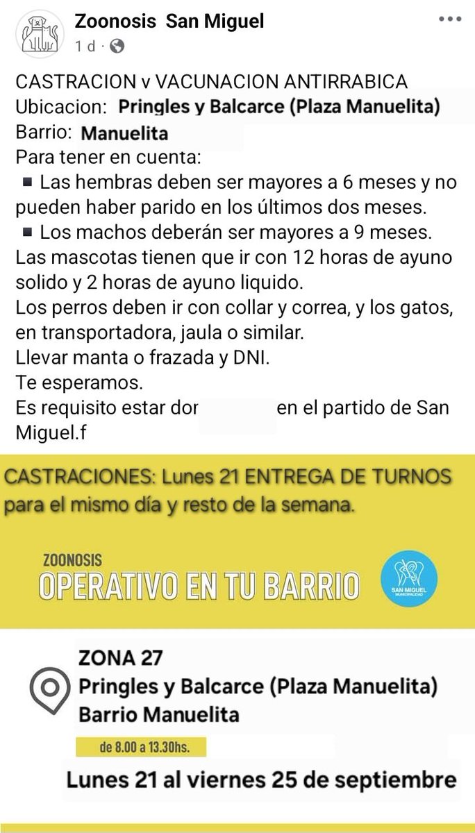 protegealanimal's tweet photo. SAN MIGUEL 
#SANMIGUEL #DONALFONSO #MANUELITA #BARRUFALDI #NEWBERRY #PARQUEVIELA #SANAMBROSIO #SANANTONIO #MARILÓ #SANJORGE #COLIBRÍ #PUERTADEHIERRO #LOSPARAÍSOS #SANTAANITA #SANTACLARA #SARMIENTO #TRUJUI #SANTABRÍGIDA #MITRE #POLO #PARQUELALUZ #OBLIGADO #ZONANOROESTE #BSAS https://t.co/dZoMB4lMMO