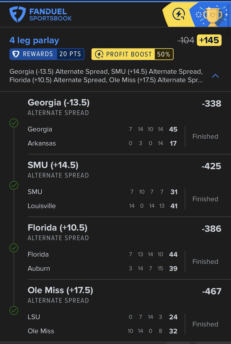 Venz_BullyBets's tweet photo. CFB PARLAY WINNER✅
Saturday College Football CASH✅
Week 3 NCAA Football CASH✅

4 leg CASH +145✅✅✅✅
- Georgia ✅
- SMU✅
- Florida✅
- Ole Miss (lol kiffin)✅

NFL PLAYS COMING TMRW‼️
Follow/Like for more WINS ALL YEAR❤️ https://t.co/TwFnPHiT6P