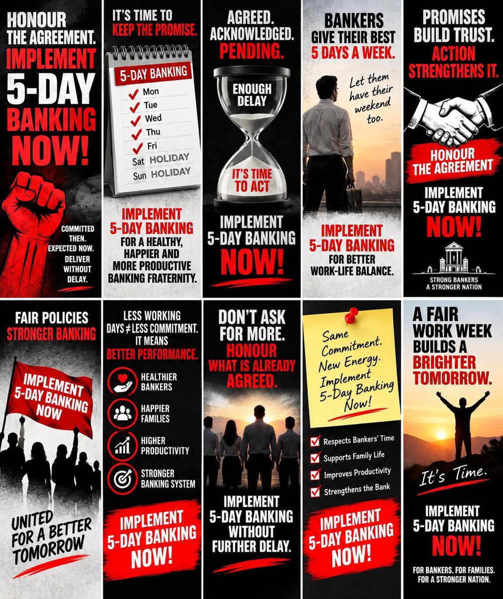 patelpathik's tweet photo. Weekdays for banking.
Weekends for life. ✊
The demand for 5-Day Banking reflects the call for a modern banking workweek and a better balance between professional and personal time.
🔥 SATURDAY? NO.
5 DAYS? YES.
#5DayBankingNow
#UFBU #AIBOC #FBOIOA
@fboioa_india @nilesh_pawar15 @aiboc_in @UFBUIndia @NigamBrahmbhatt