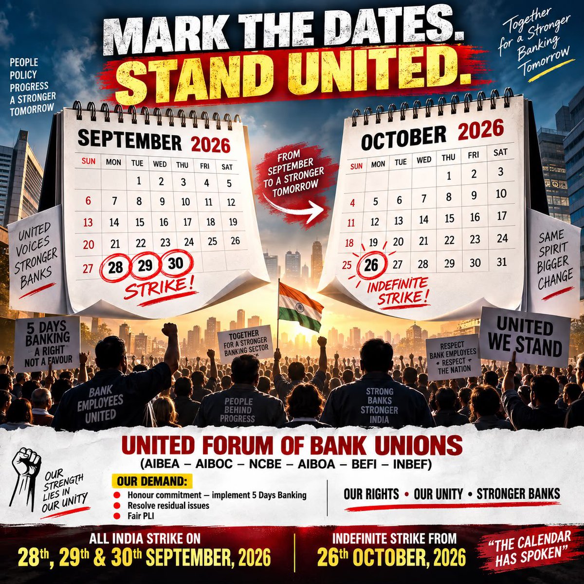 NigamBrahmbhatt's tweet photo. March on for 3daysStrike

#5DayBankingNow
@fboioa_india @nilesh_pawar15 @UFBUIndia @aiboc_in #FBOIOA https://t.co/2dhpLHSUcI