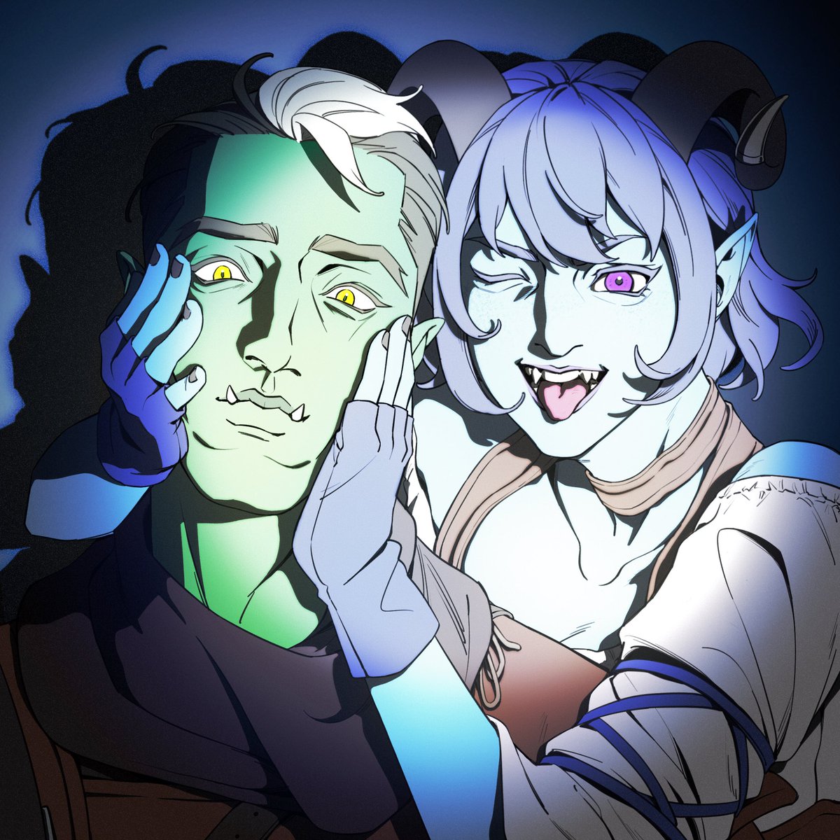 Matriaaax1's tweet photo. Jester and her favorite squishy! 💙💚

#CriticalRole #criticalrolefanart #themightynein #JesterLavorre #Fjord https://t.co/ZVOT1uxksA