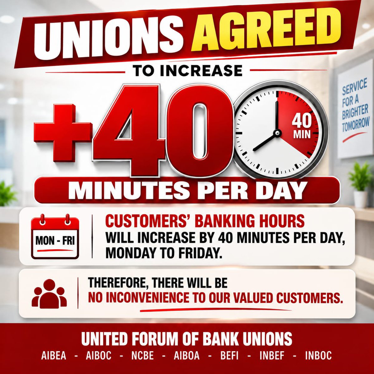 AIBEAofficial's tweet photo. 5-Day Banking was agreed in March 2024, with longer weekdays accepted in return.

The commitment was made. The implementation is overdue.

Implement #5DayBankingNow

@PMOIndia @DFS_India @narendramodi @nsitharaman @PIB_India @ANI @FinMinIndia https://t.co/gGZFBVEsOq