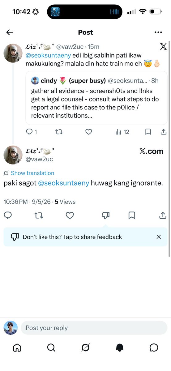 seoksuntaeny's tweet photo. wait… this is so funny. 🤣 kasi tiniterrorize ako ng account na to when i spoke about d0xxing or something. hindi pa @.5squssh ang account ni te kundi @.vaw2uc pa.

1st of all, girl.. hindi ako ang nand0xx kay hoonsera, ok? i still don’t agree with d0xxing and sh!t but if awareness tungkol sayo, dapat lang na malantad mga kabalbalan mo. tsaka kahit ano pa gawin mong paglilinis sa kalat na ginawa ng hoonsera na yan sa engeneville, di mo na maaayos. tinatry mo pa linisin na naman sarili mong pangalan gamit account na yan.

tama lang di kita pinatulan and blinock agad kasi super papansin mo and all along ikaw pala si hoonsera. i knew it user shwuhluh lol

WALA KO DAPAT IKASORRY SA PAGPATOL KO SAYO BEFORE DAHIL IKAW ANG NASA MALI 🤪

context:
 https://t.co/YIDHT7N2ij