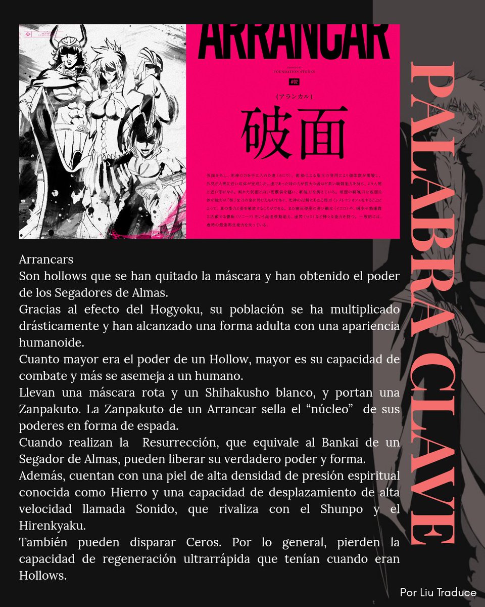 LiuTraduce02's tweet photo. Traducción de los  "keywords" o palabras clave del anime de Bleach TYBW.
Parte 1
#BLEACHㅤ 
#bleachTYBW https://t.co/Ko9Z81fVdy