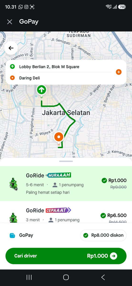 Meriscantia's tweet photo. baru tau gopay sekarang bisa buat pesen gojek langsung, promonya Gojek Di GoPay 1000 mulai 1rb https://t.co/OyOELxb7v1