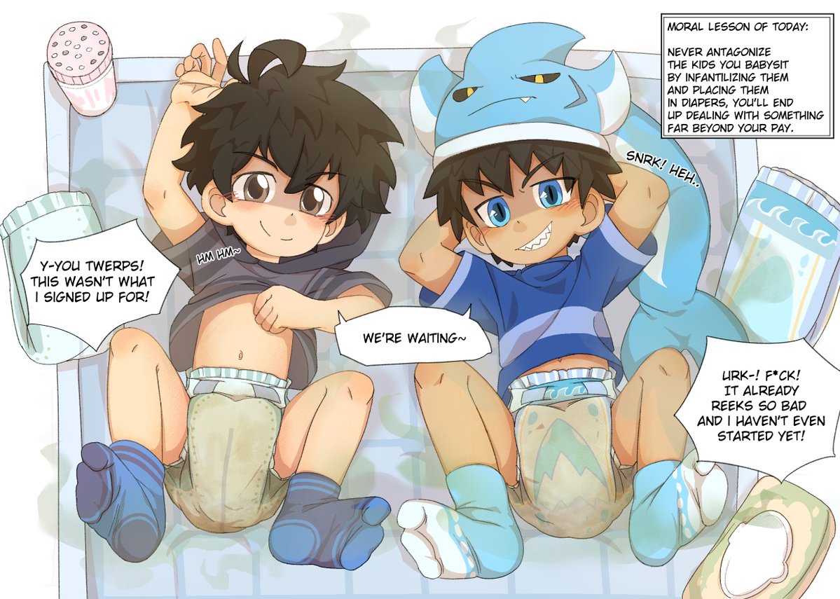 shensaysno's tweet photo. Mwhahahaahha! Pesky babysitters get the smelly treatment!  

A fun little silly thing together with my friend Jared~ Mano and Billy proves who's really the boss around when it comes down to things in the house~ Pee-yew! What a way to show it off though!🥴💩 https://t.co/FnngvNR1iu