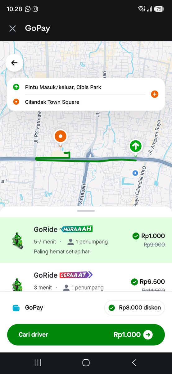 RadityaHilm4n's tweet photo. Baru tau pesen Gojek di aplikasi GoPay bisa sehemat ini, tadi cuma 1rb doang! Yang biasa naik Gojek wajib cek aplikasi GoPay sekarang. Gojek Di GoPay 1000 hemat banget! https://t.co/6ugi1kgNtH