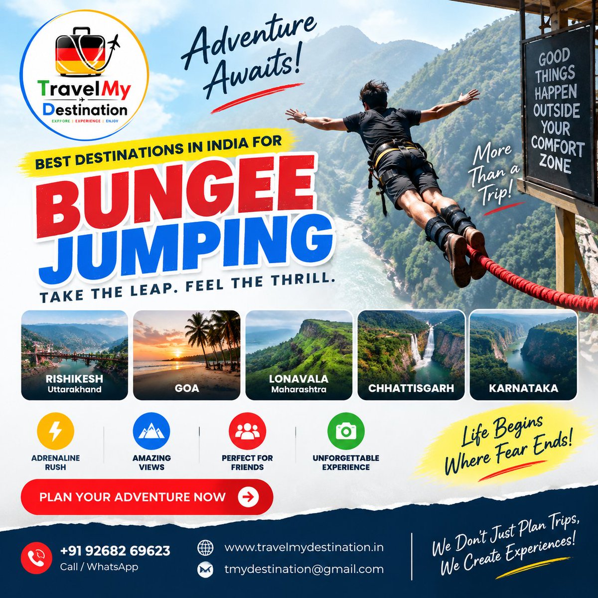 TMydestination's tweet photo. 🪂🔥 BEST DESTINATIONS IN INDIA FOR BUNGEE JUMPING 🔥🪂

🚀 READY TO TAKE THE LEAP?

📞 Call / WhatsApp: +91 92682 69623
🌐 https://t.co/oECrD2YMk6
📧 tmydestination@gmail.com
.
.
.
.
.
.
.
.
.
#TravelMyDestination #BungeeJumping #BungeeJumpingIndia #AdventureIndia https://t.co/M8xR7hjrOi