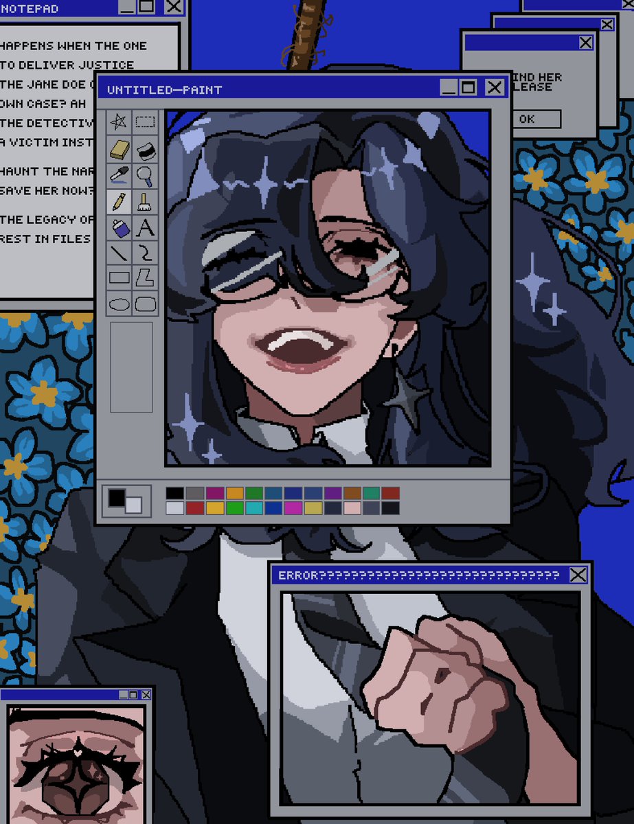 Riamuliamu's tweet photo. Solve the case or become the case? Your fate has been sealed eitherways, detective. It was your own doing.

Creation date: May 2026
#Cryptic #OC #pixelartㅤ https://t.co/BMMfiNZVan