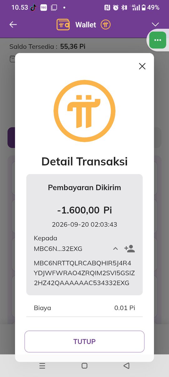 HENDRI102514764's tweet photo. @nkokkalis I lost 1600 Pi coins without my knowledge. The transaction details don't include a recipient address, and I didn't send any. https://t.co/4Xz2jDysO2