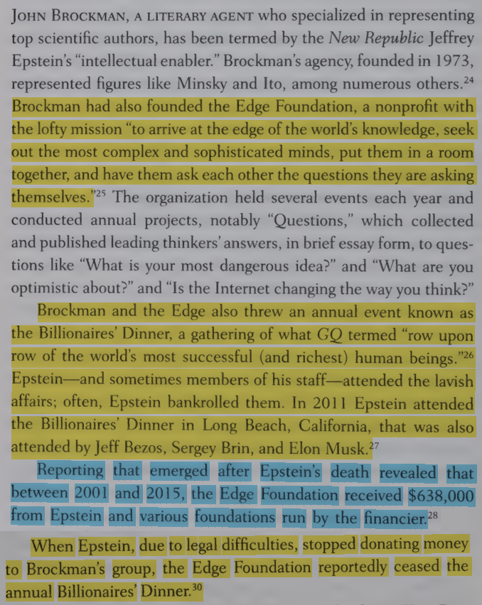toxictiramisu's tweet photo. Jeffrey Epstein funded Edge Foundation held seminars/retreats on exploiting human vulnerabilities to manipulate consumers into irrational spending, attended by Jeff Bezos, Larry Page &amp; Elon Mμsk. Epstein paid for its Billionaires' Dinners, using Edge to connect w/ the tech elite. https://t.co/OpyQ1fhkAm