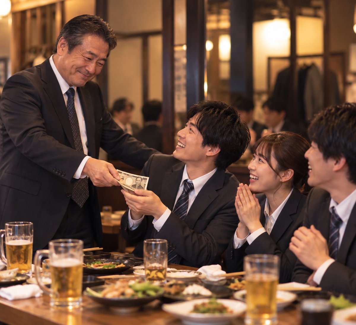 BATALEON007's tweet photo. 「じゃあ後は若い人達でどうぞ」と二次会用に1万円を渡してくれる最高な上司。 https://t.co/N9vyUVIFl6