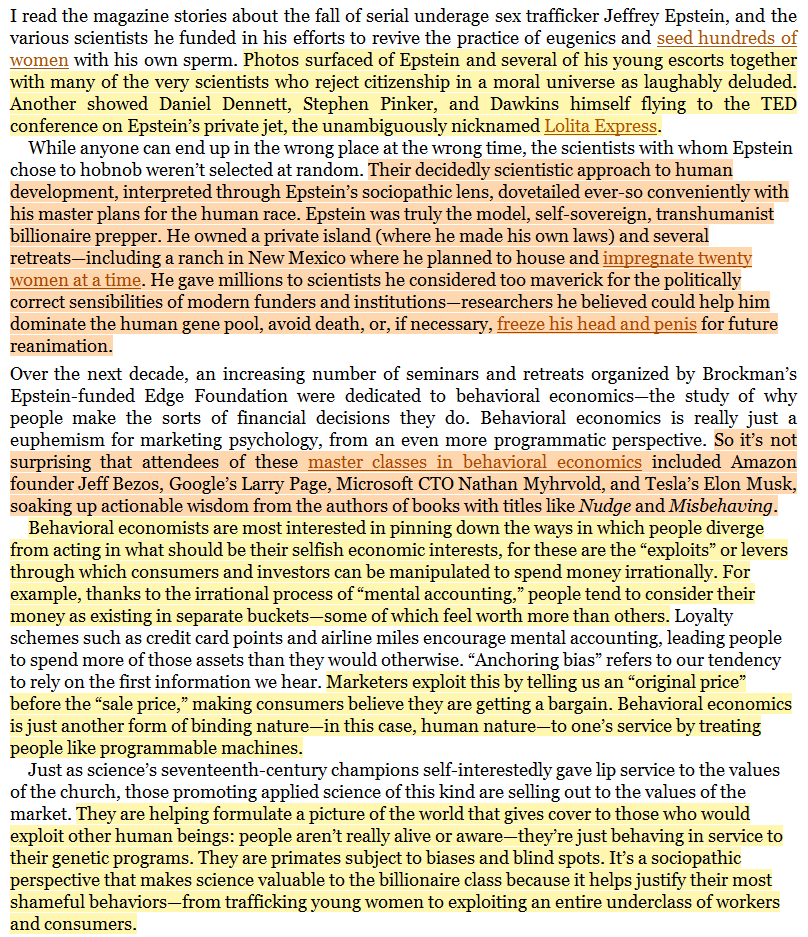 toxictiramisu's tweet photo. Jeffrey Epstein funded Edge Foundation held seminars/retreats on exploiting human vulnerabilities to manipulate consumers into irrational spending, attended by Jeff Bezos, Larry Page &amp; Elon Mμsk. Epstein paid for its Billionaires' Dinners, using Edge to connect w/ the tech elite. https://t.co/OpyQ1fhkAm