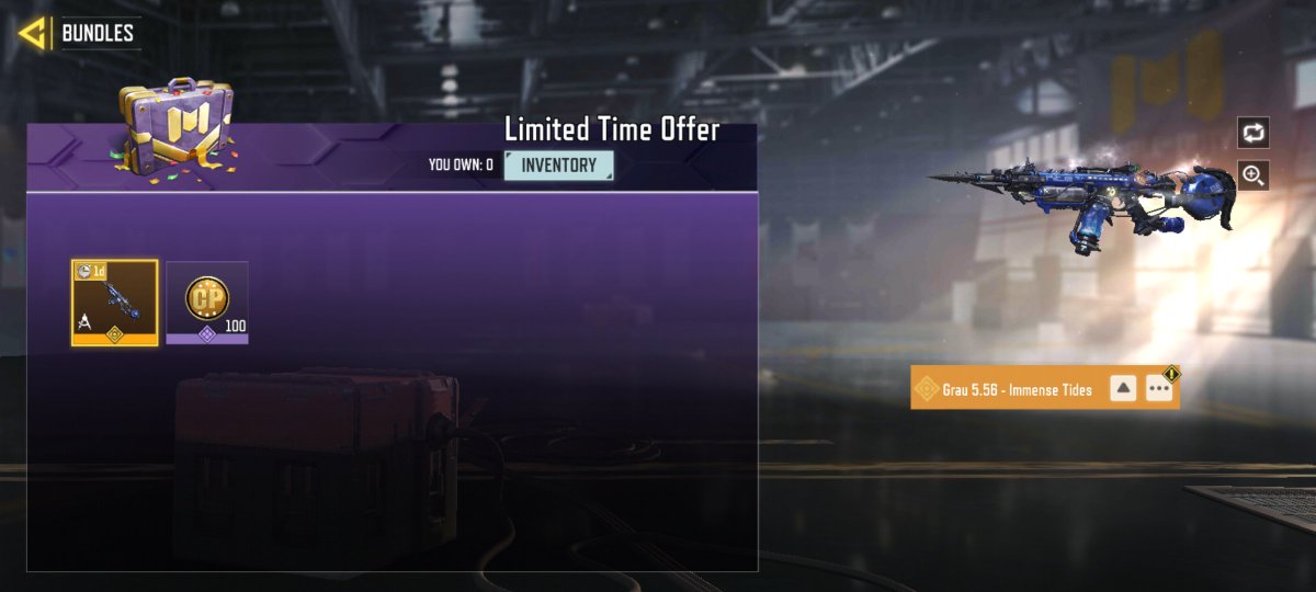 origaries's tweet photo. For just $1, you can get 100 CP + Legendary Grau 5.56 β Immense Tides (1-day trial) in the Sales section.
Available on Global and Garena.
#CODM #CODMobile #ArieStyle https://t.co/19fzScUH8D