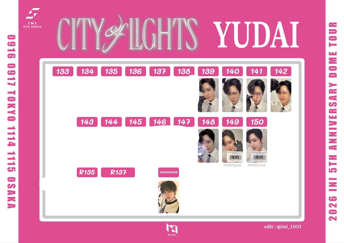 manaka_rmpg_212's tweet photo. INI CITY OF LIGHTS 交換 トレカ
【譲】
木村 藤牧 佐野 髙塚 松田 後藤 尾崎 池崎
西 許
【求】
佐野:セルカ・7000円
藤牧:135・142・144・147・落下物・缶バ
髙塚:133・142・落下物
藤牧 髙塚 木村 尾崎はn:1希望🙇♀️
郵送>京セラ両日
🍀を付けてリプお願いします。
#INI交換 #CITY_OF_LIGHTS https://t.co/cZ3arOl0zw