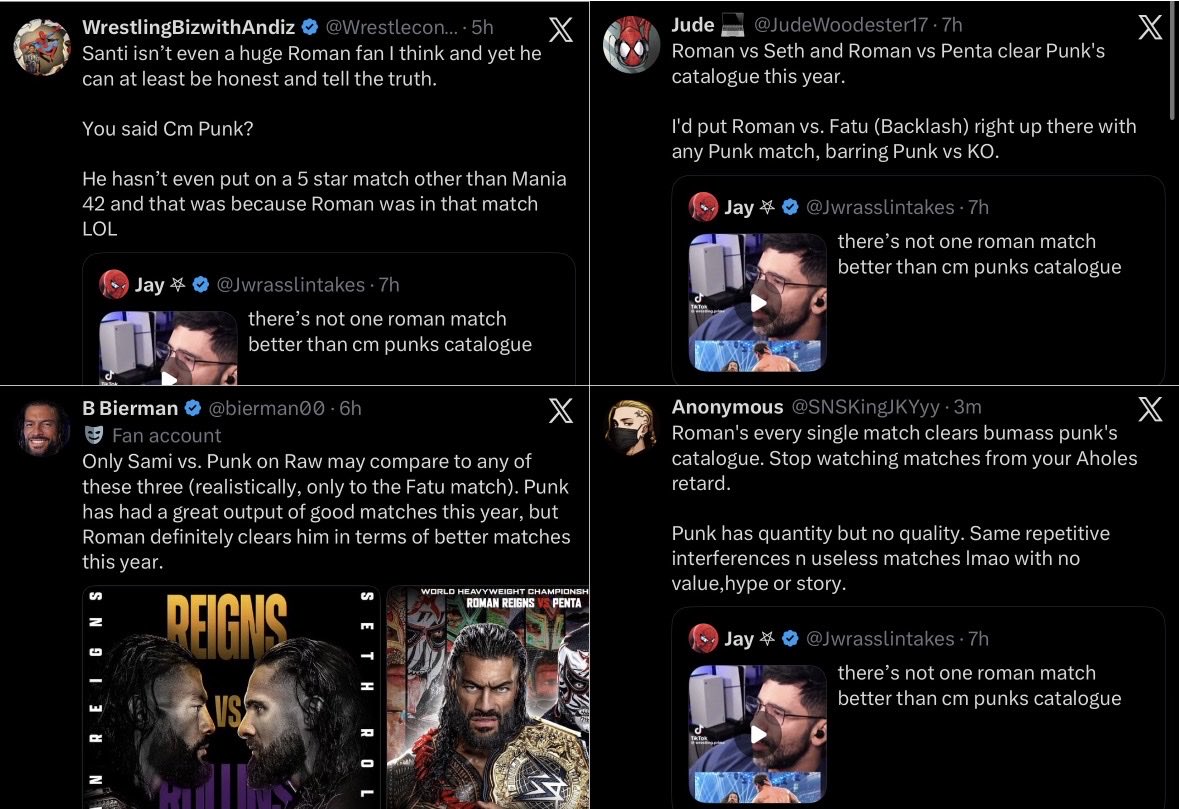 Jwrasslintakes's tweet photo. the cleansing that’s going to happen when roman retires will be generational https://t.co/LYv4oxAQoC