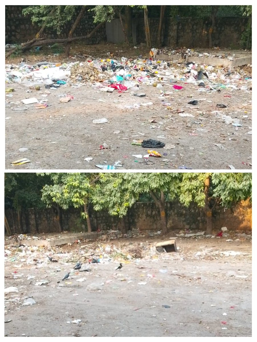 SaraswatiRwaD6's tweet photo. #Day_9 | 7:30 AM

Despite regular waste lifting, the same problem persists at #MegaHousingComplex D6, #VasantKunj: exposed garbage and stray cattle feeding on it.

Without adequate covered, lidded bins, cleanliness remains temporary and waste continues to be scattered—right outside the Mandir.

@DCSOUTHZONE @MCD_Delhi: Timely lifting is appreciated. Kindly provide lidded waste bins urgently to make the improvement permanent.
@jmehlawatbjp 
@praveshwahi 
@SBM_MCD 

#SwachhBharat #WasteManagement #AnimalWelfare